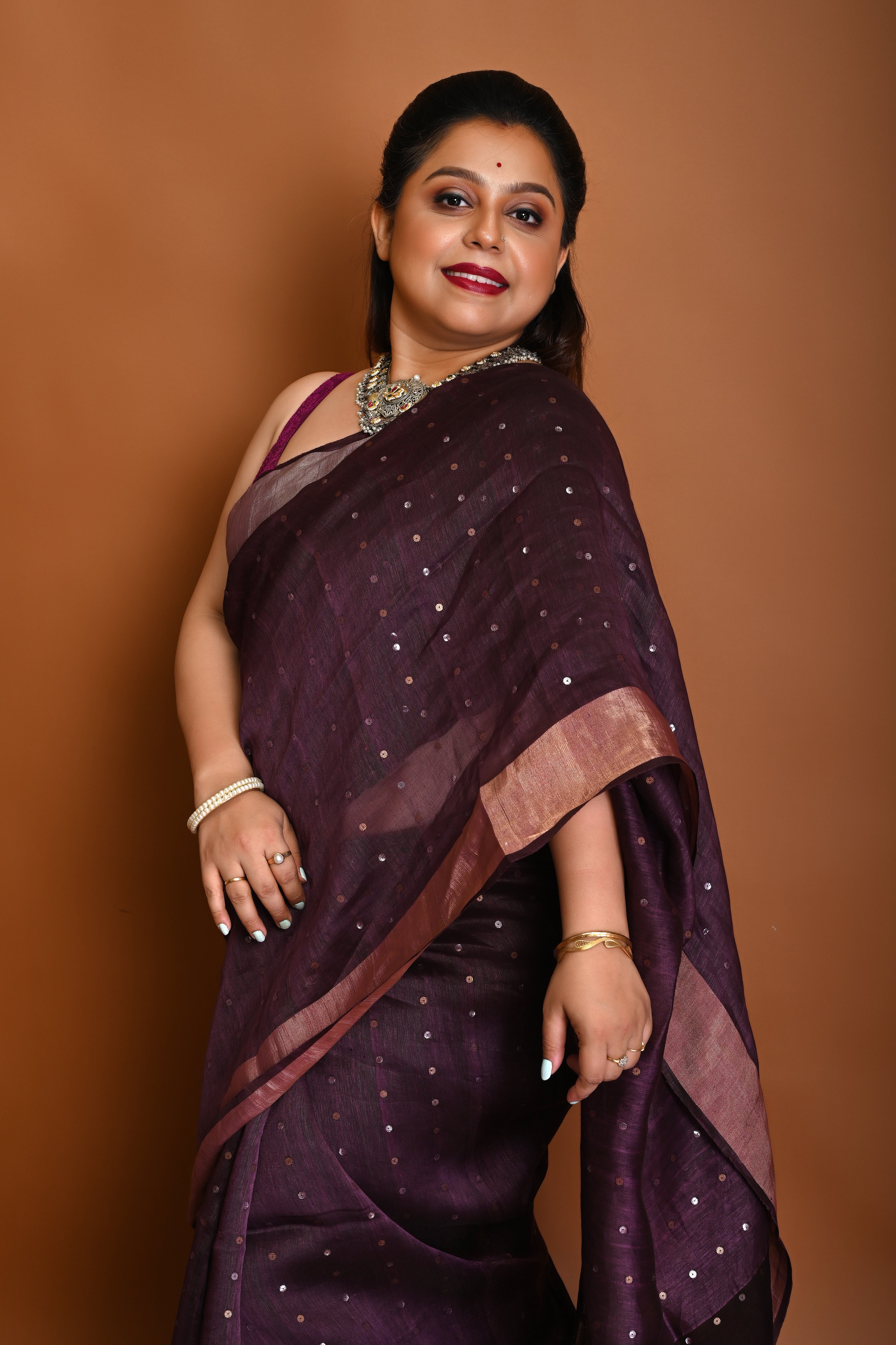 PURE SILK LINEN JAMDANI SAREE