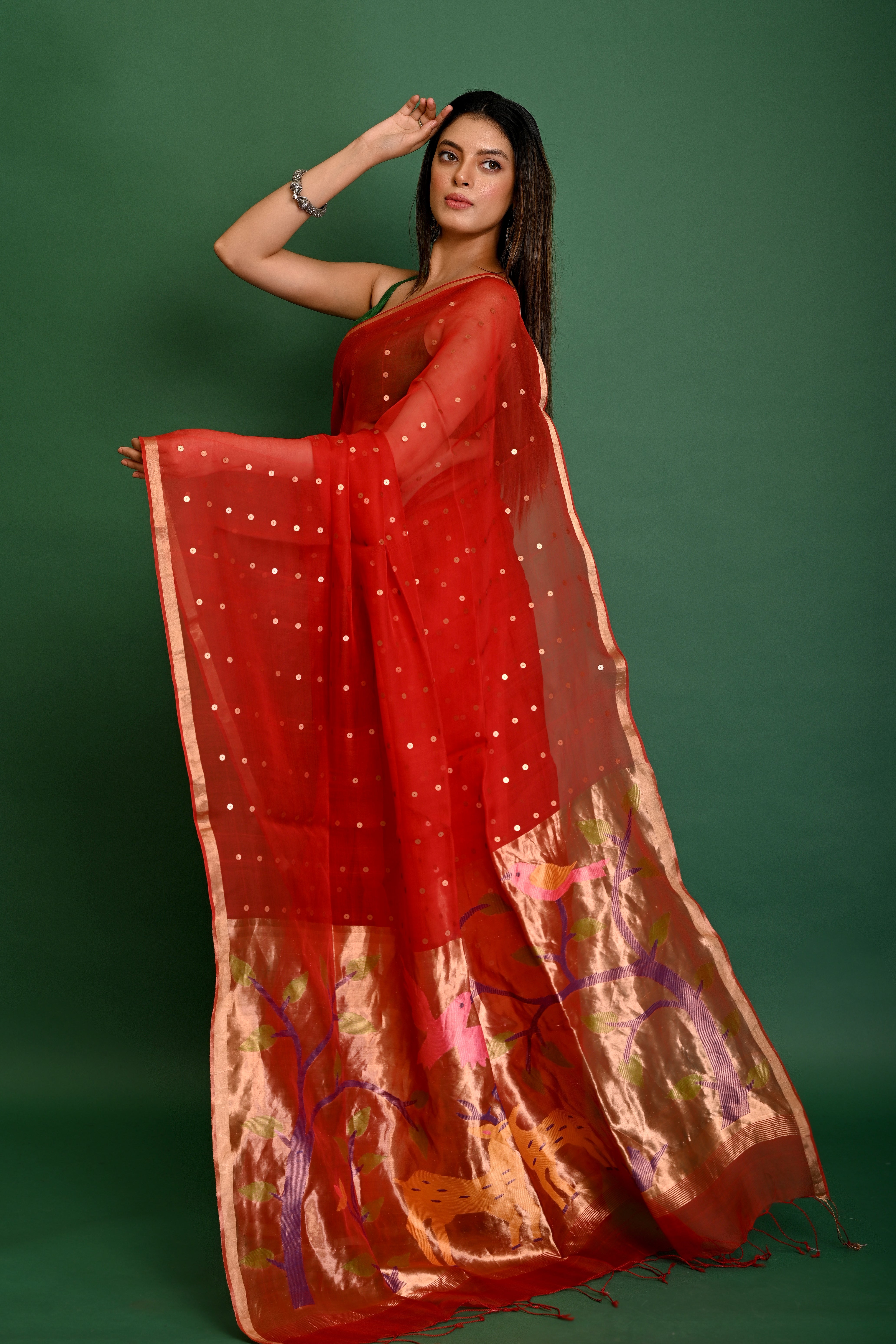 PURE MUSLIN PAITHANI JAMDANI SAREE