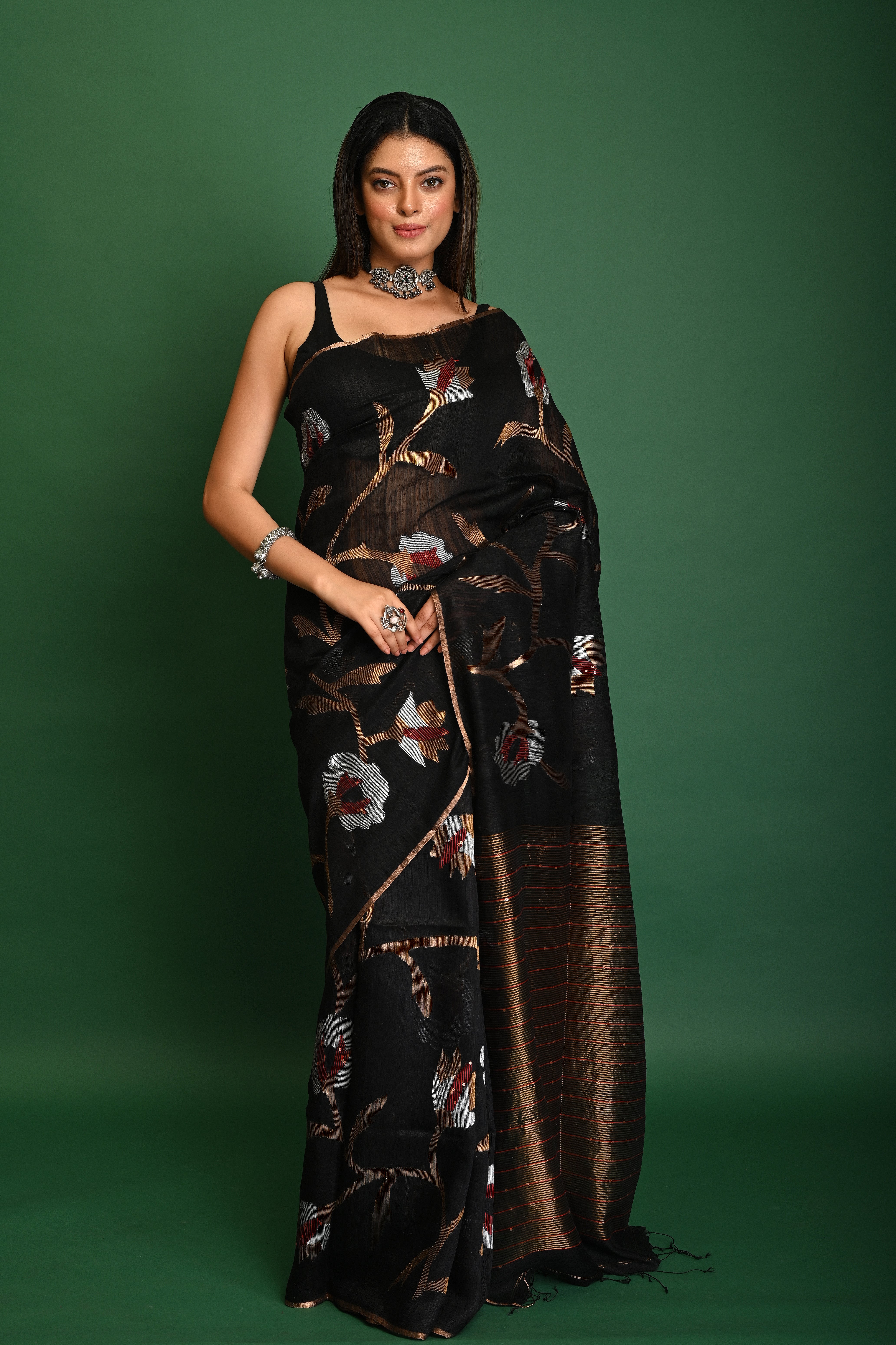 MATKA ROSE ALL OVER SEQUINS JAMDANI