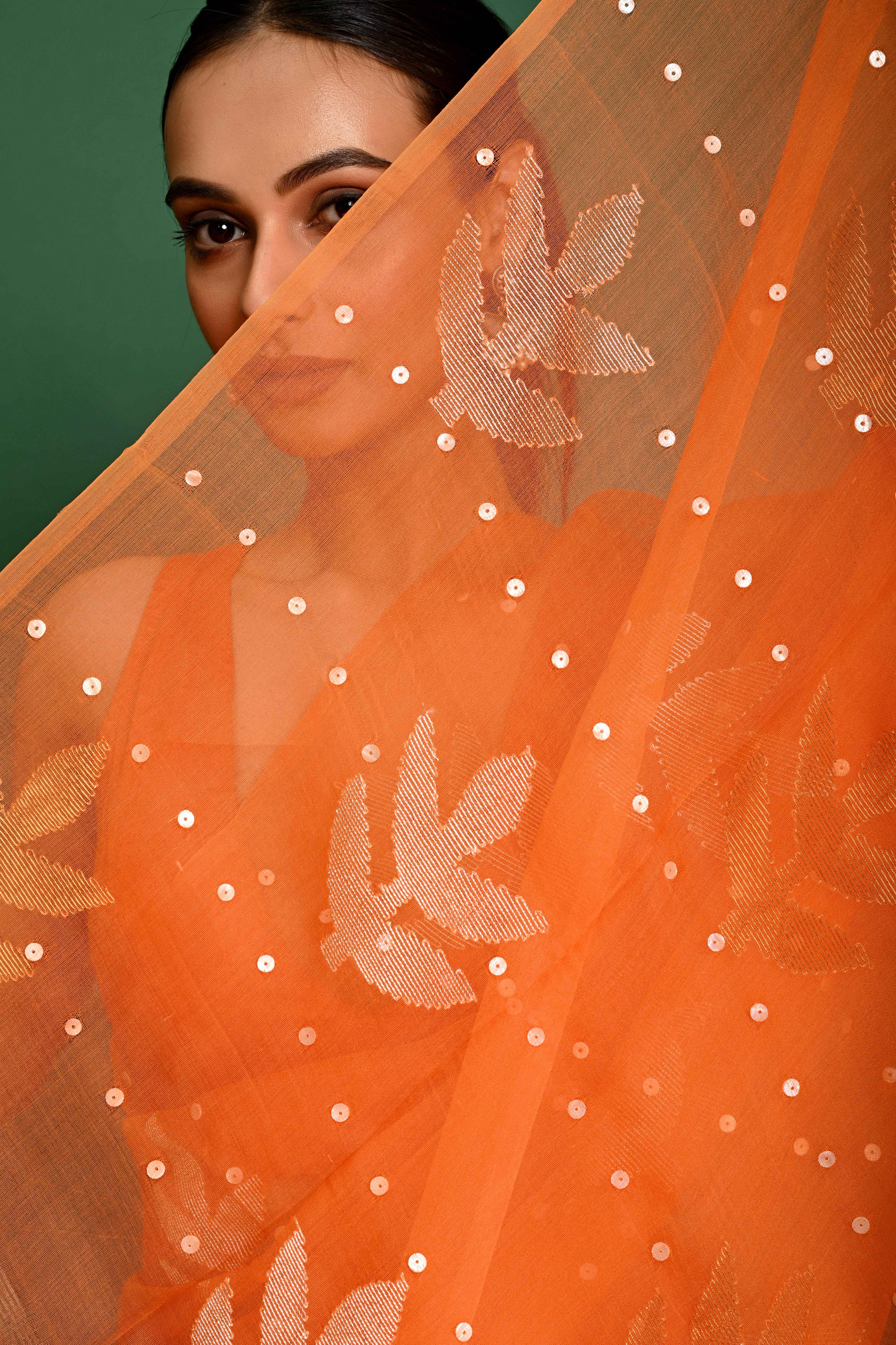 PURE MUSLIN SHELL POCKET WEAVING SAREE