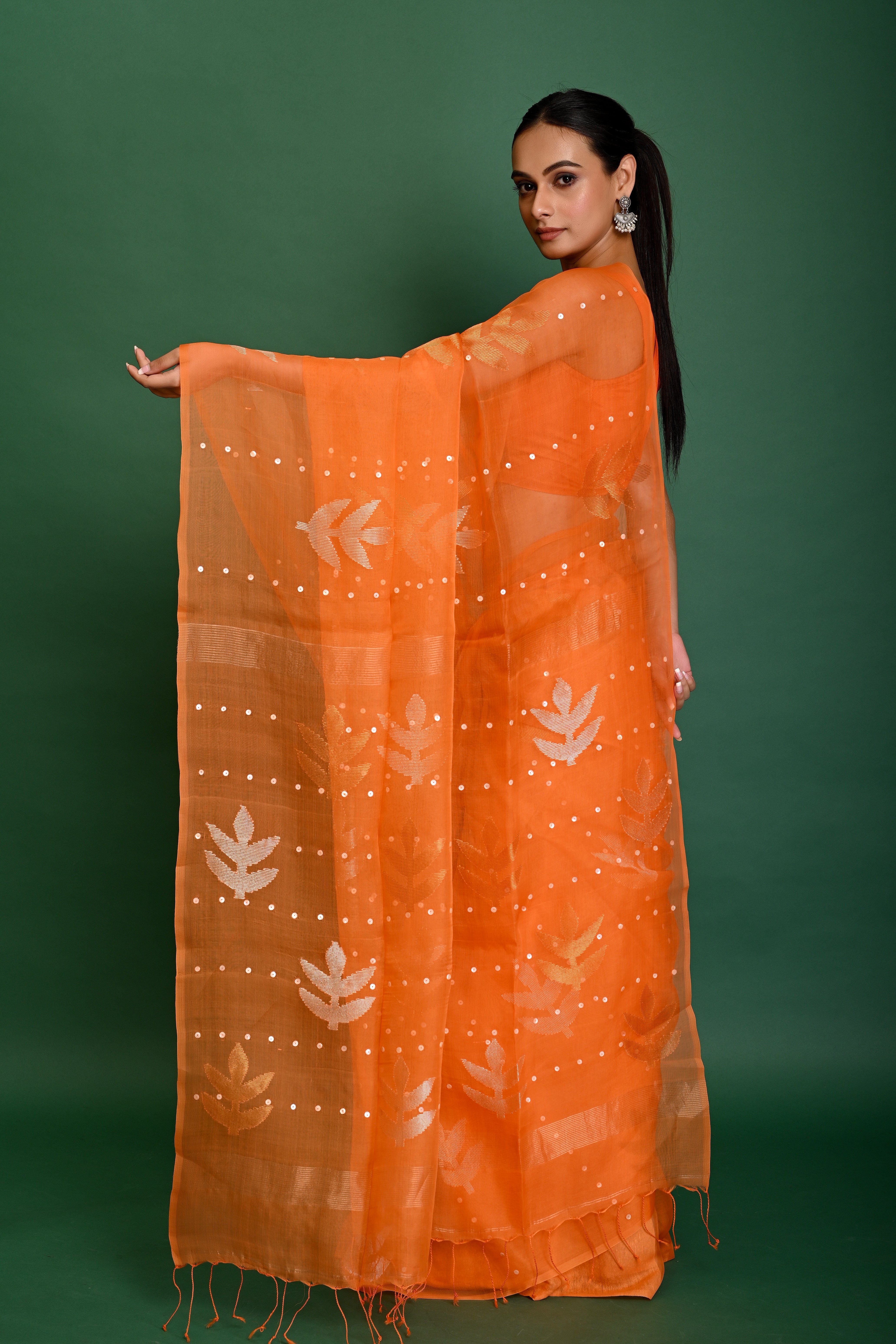 PURE MUSLIN SHELL POCKET WEAVING SAREE