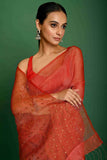 SILK LINEN TISSUE SAREE WITH METALLIC SEQUIN PALLU