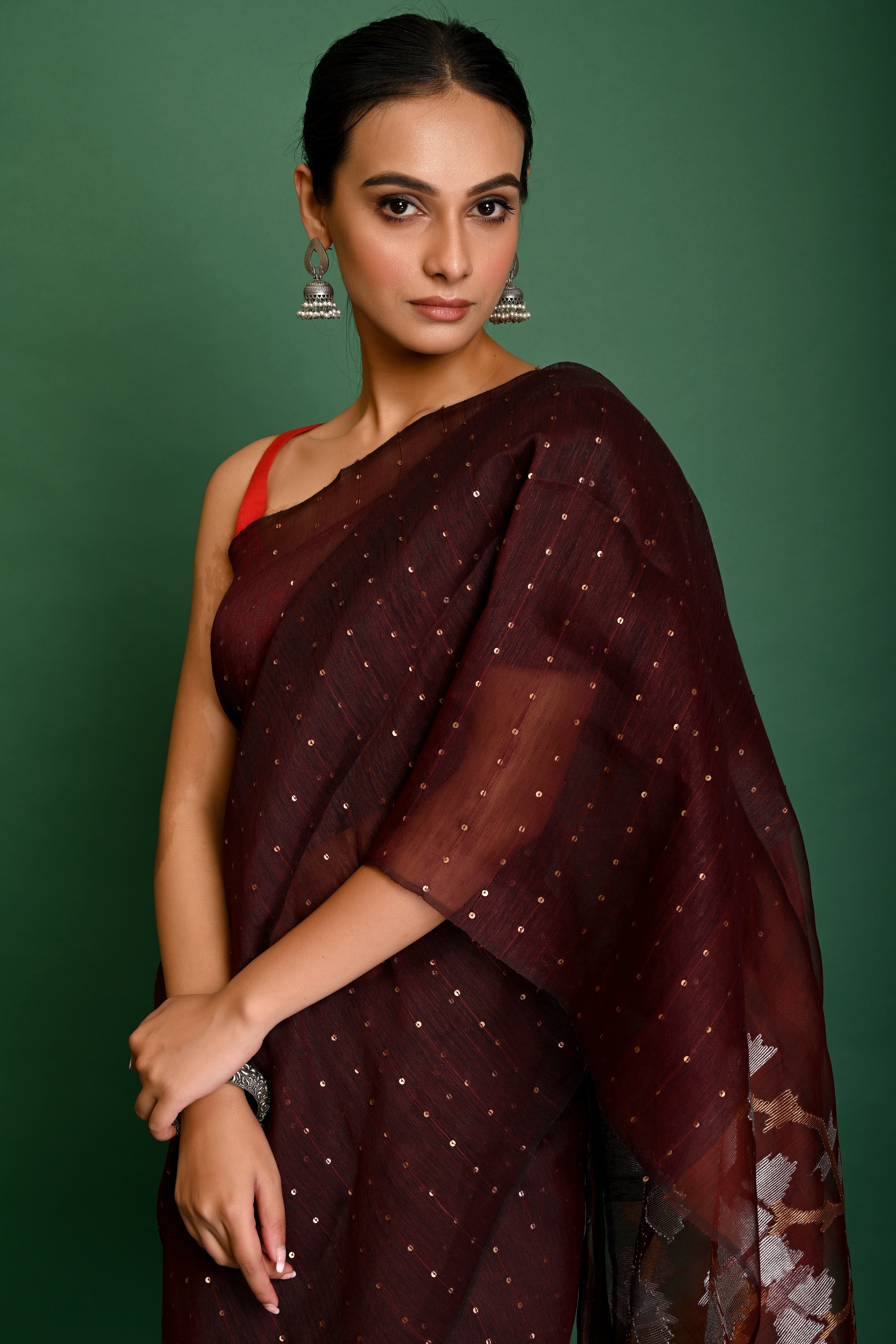 PURE SILK LINEN JAMDANI SAREE
