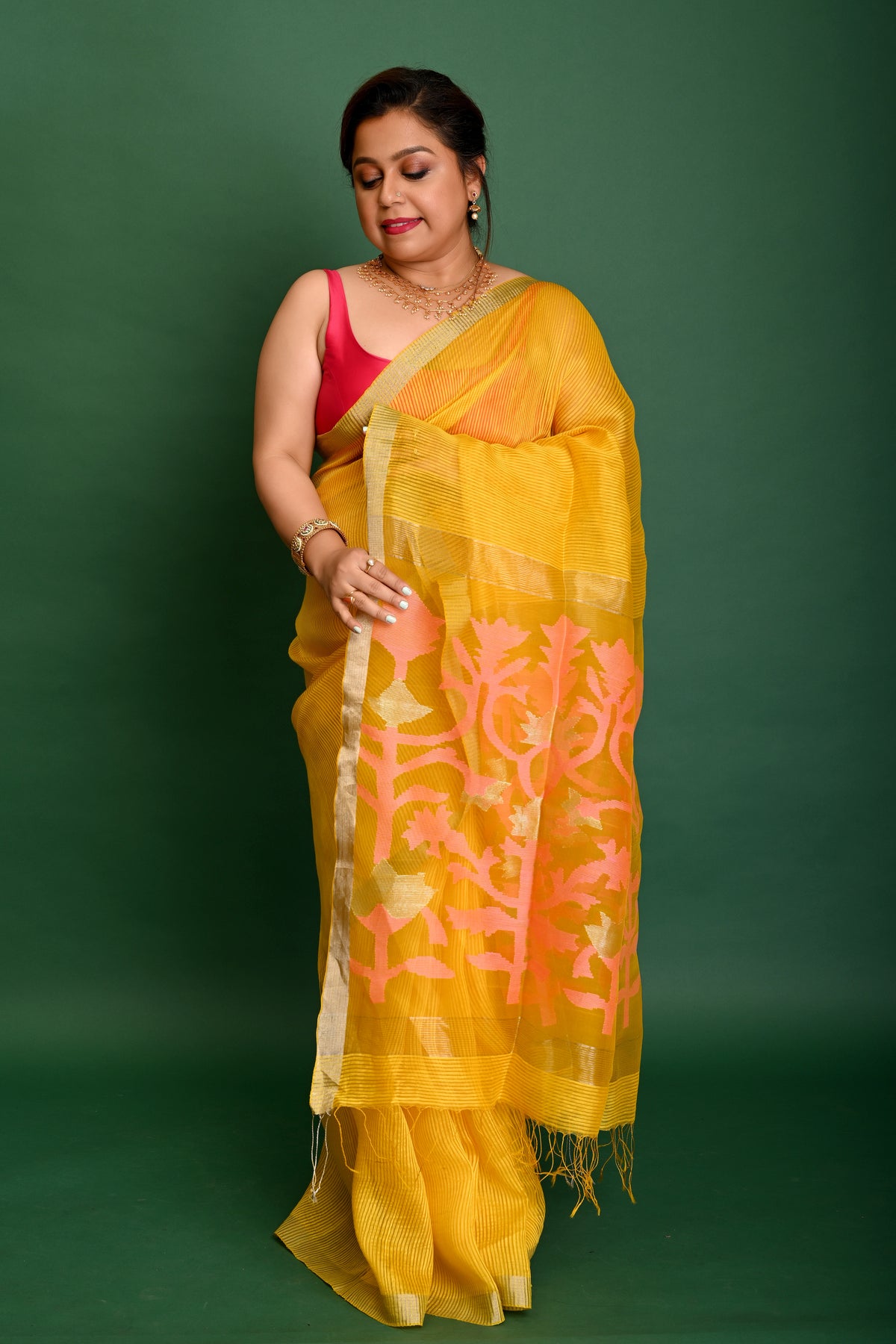 PURE SILK LINEN JAMDANI In Kota Style