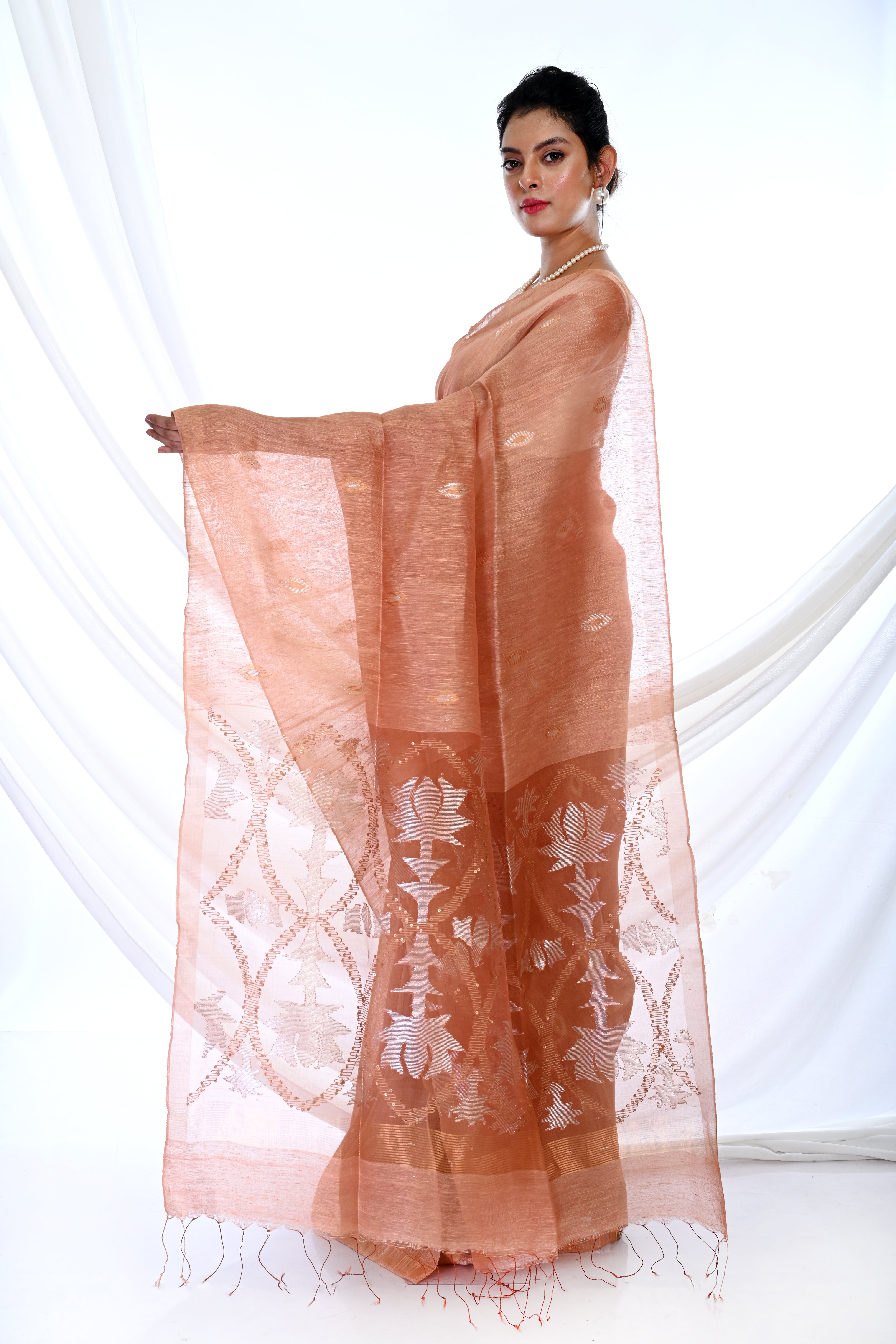 PURE SILK LINEN JAMDANI