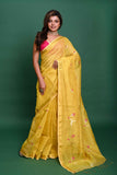 TISSUE SILK LINEN TULIP JAMDANI  Saree