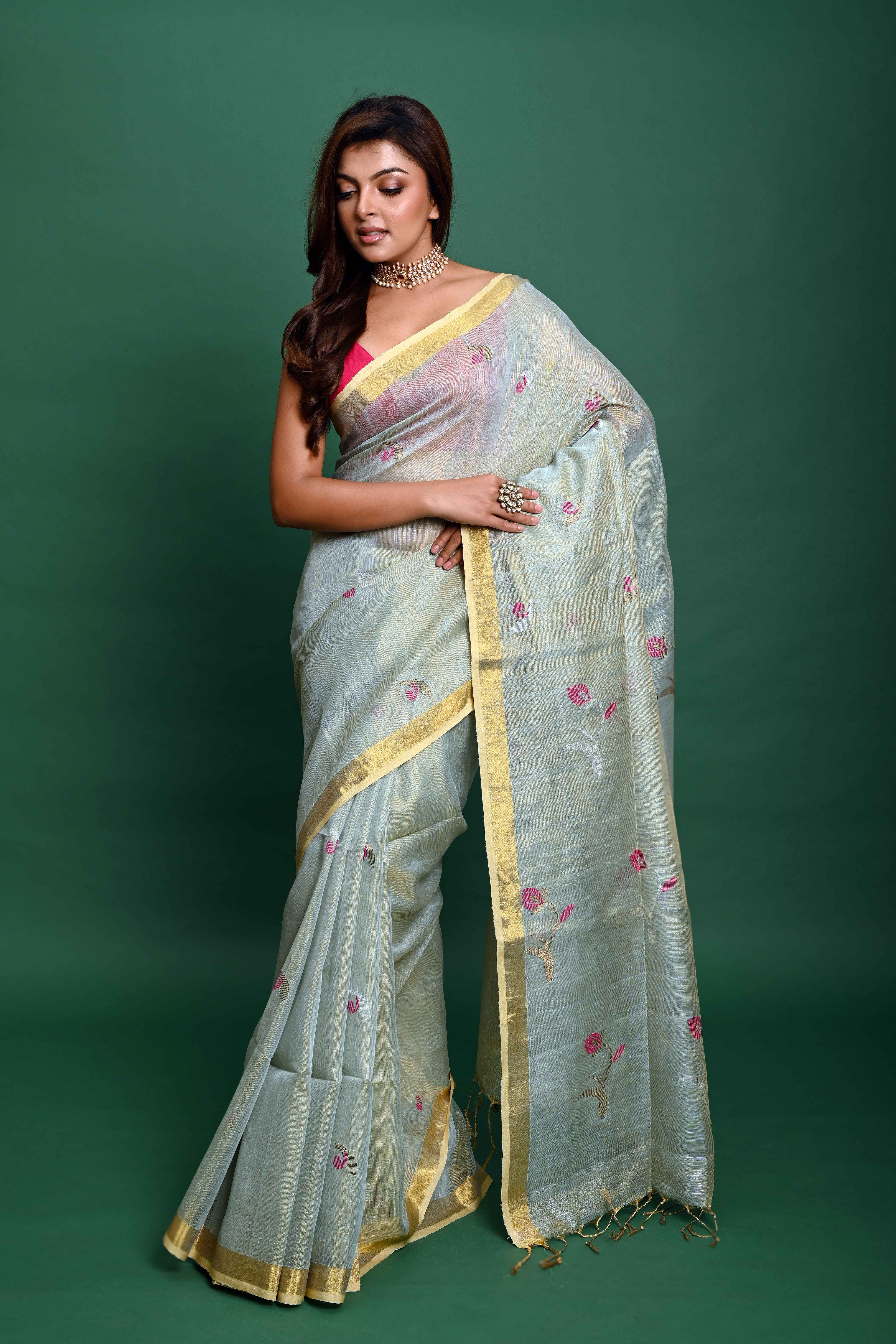 TISSUE SILK LINEN TULIP JAMDANI