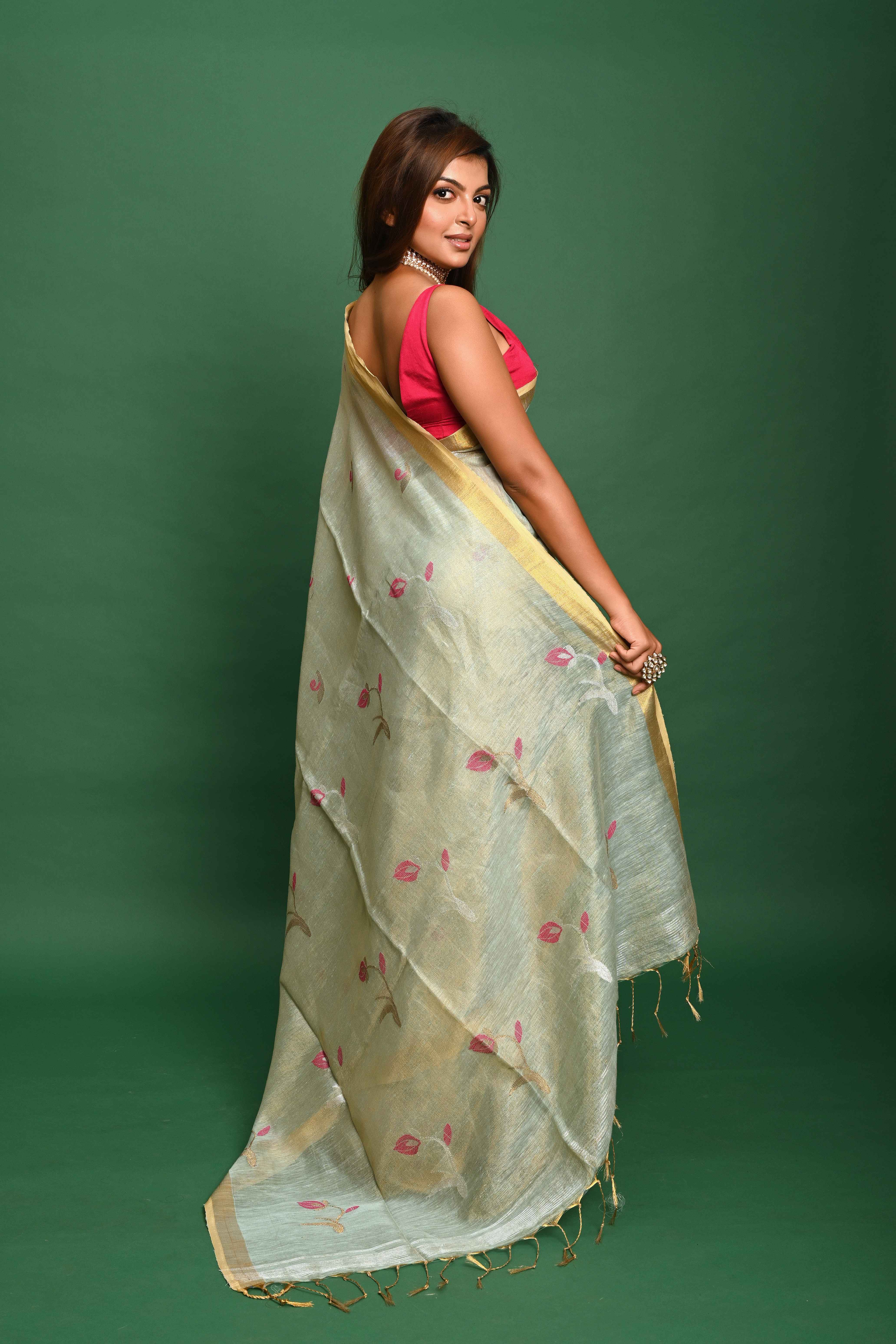 TISSUE SILK LINEN TULIP JAMDANI
