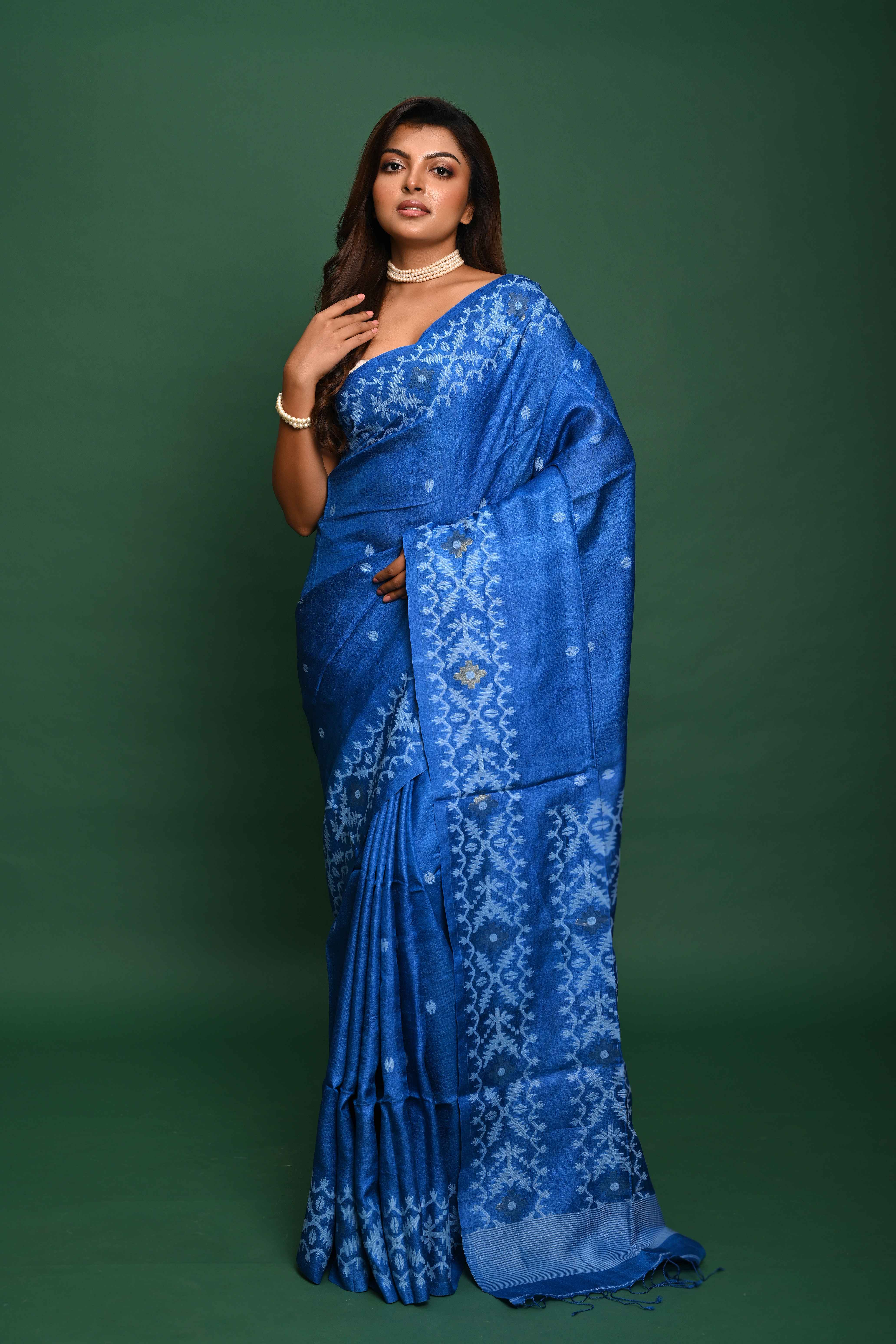 PURE TUSSAR JAMDANI SAREE