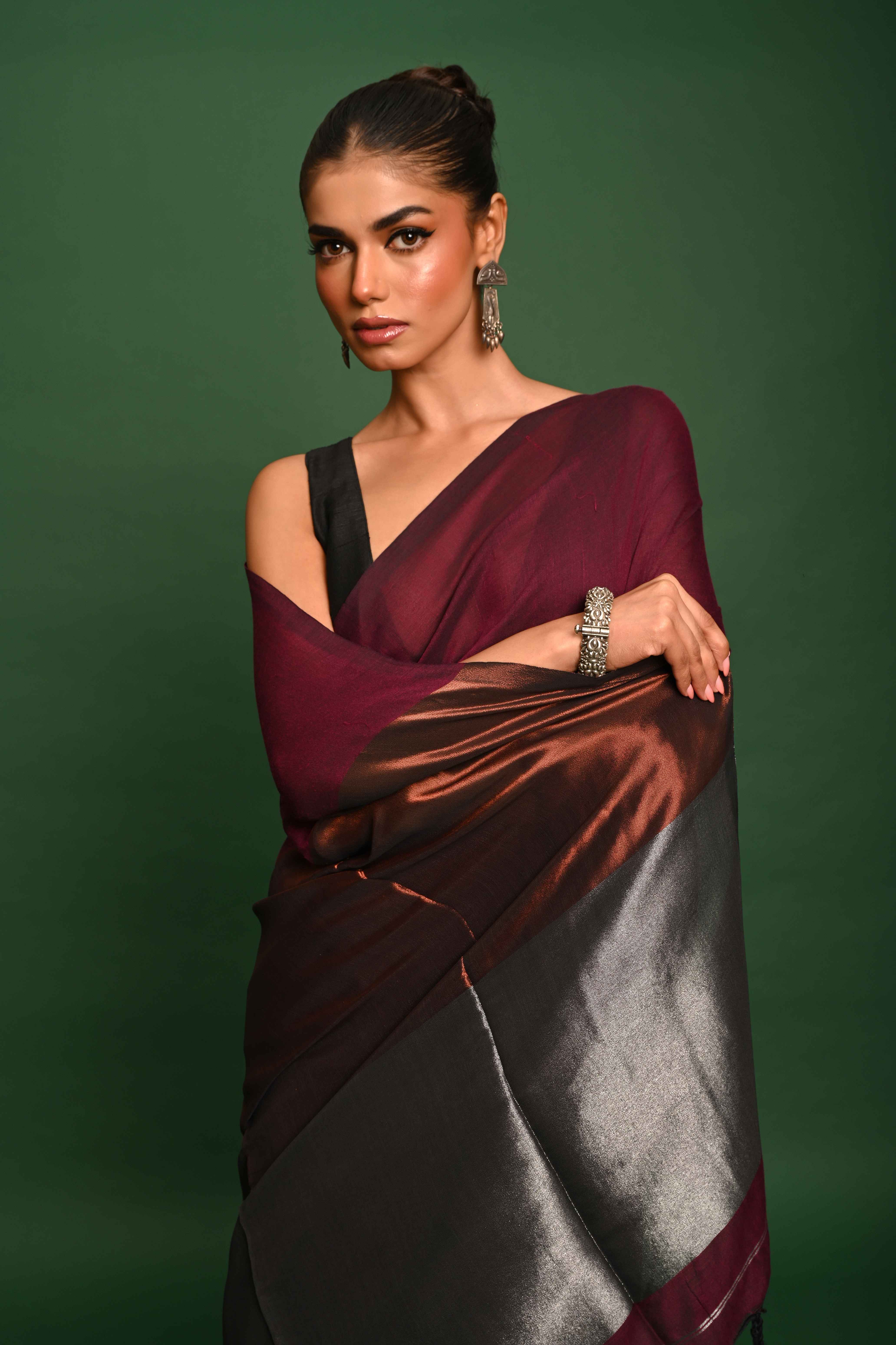 KHADI COTTON TISSUE PALLU SAREE