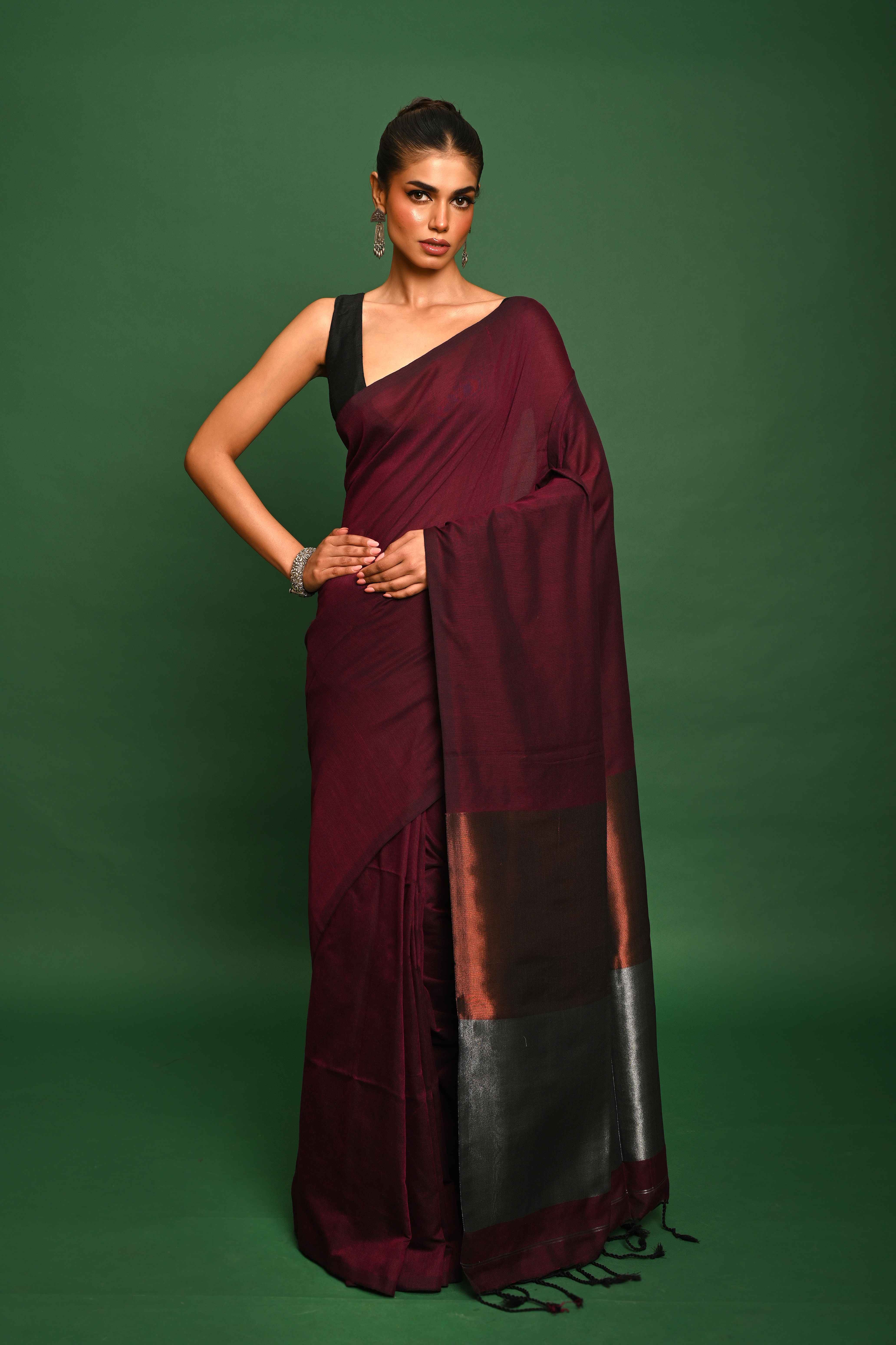 KHADI COTTON TISSUE PALLU SAREE