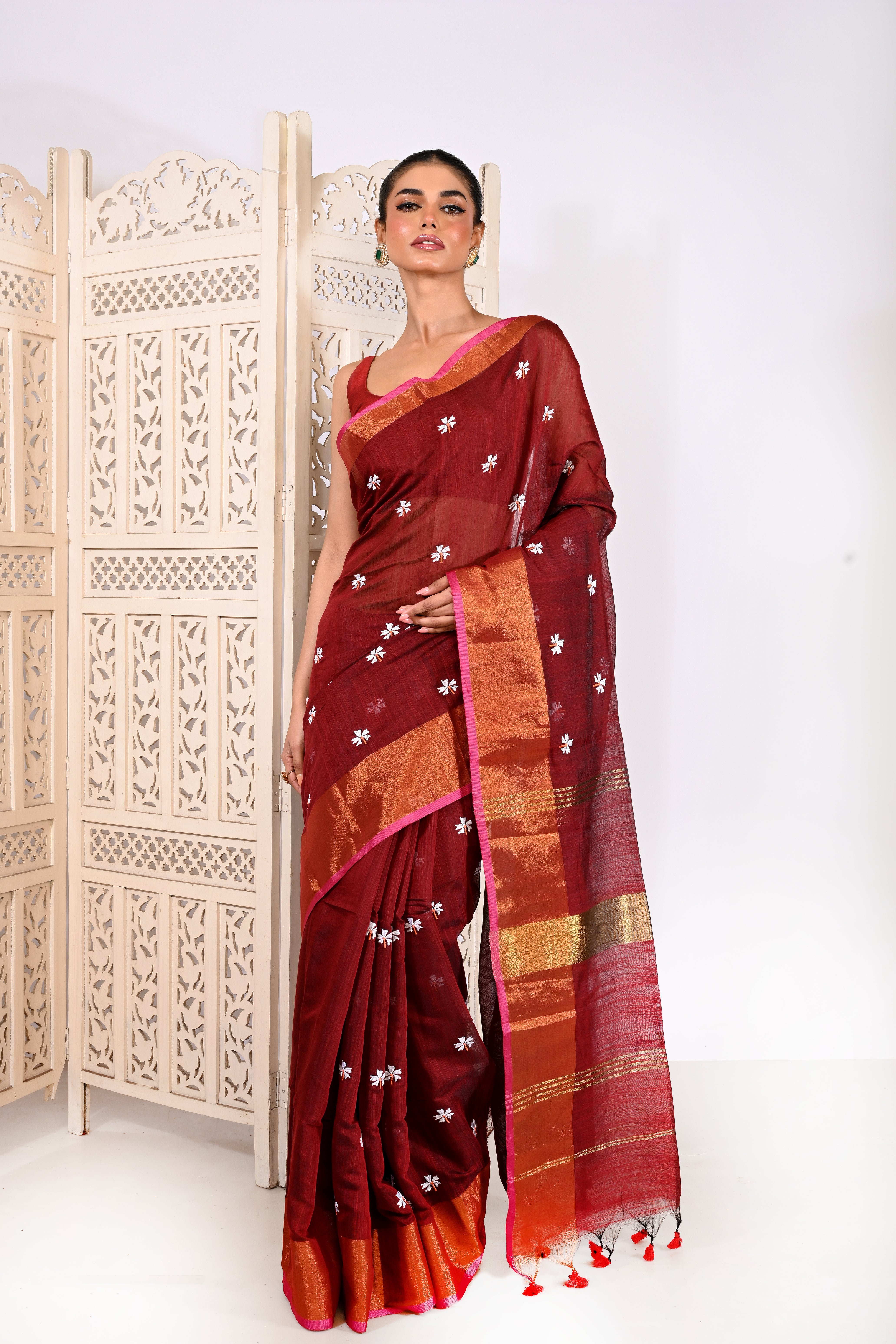 COTTON SILK ZARI PAR BODY SHIULIFULL SAREE
