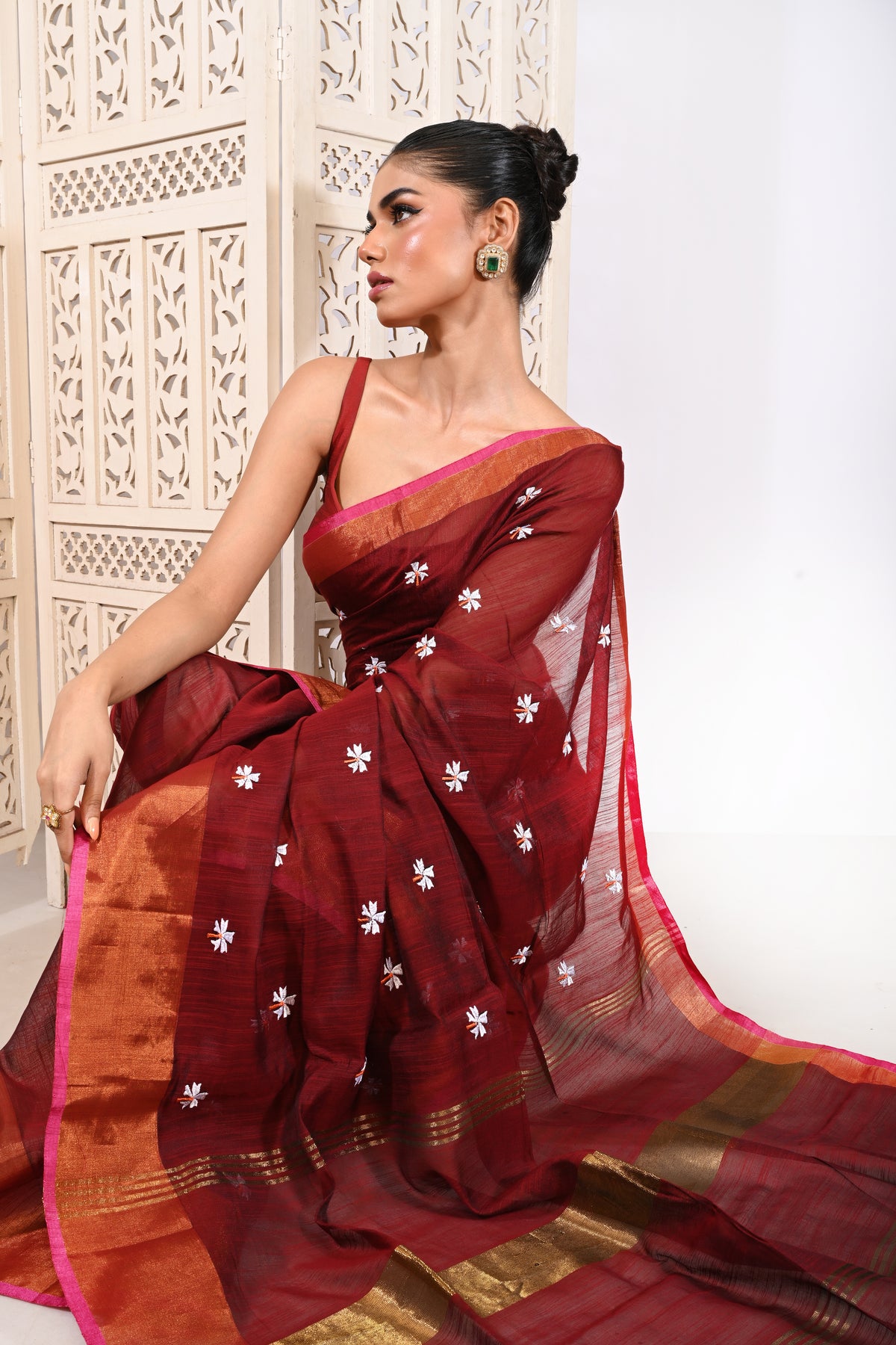 COTTON SILK ZARI PAR BODY SHIULIFULL SAREE