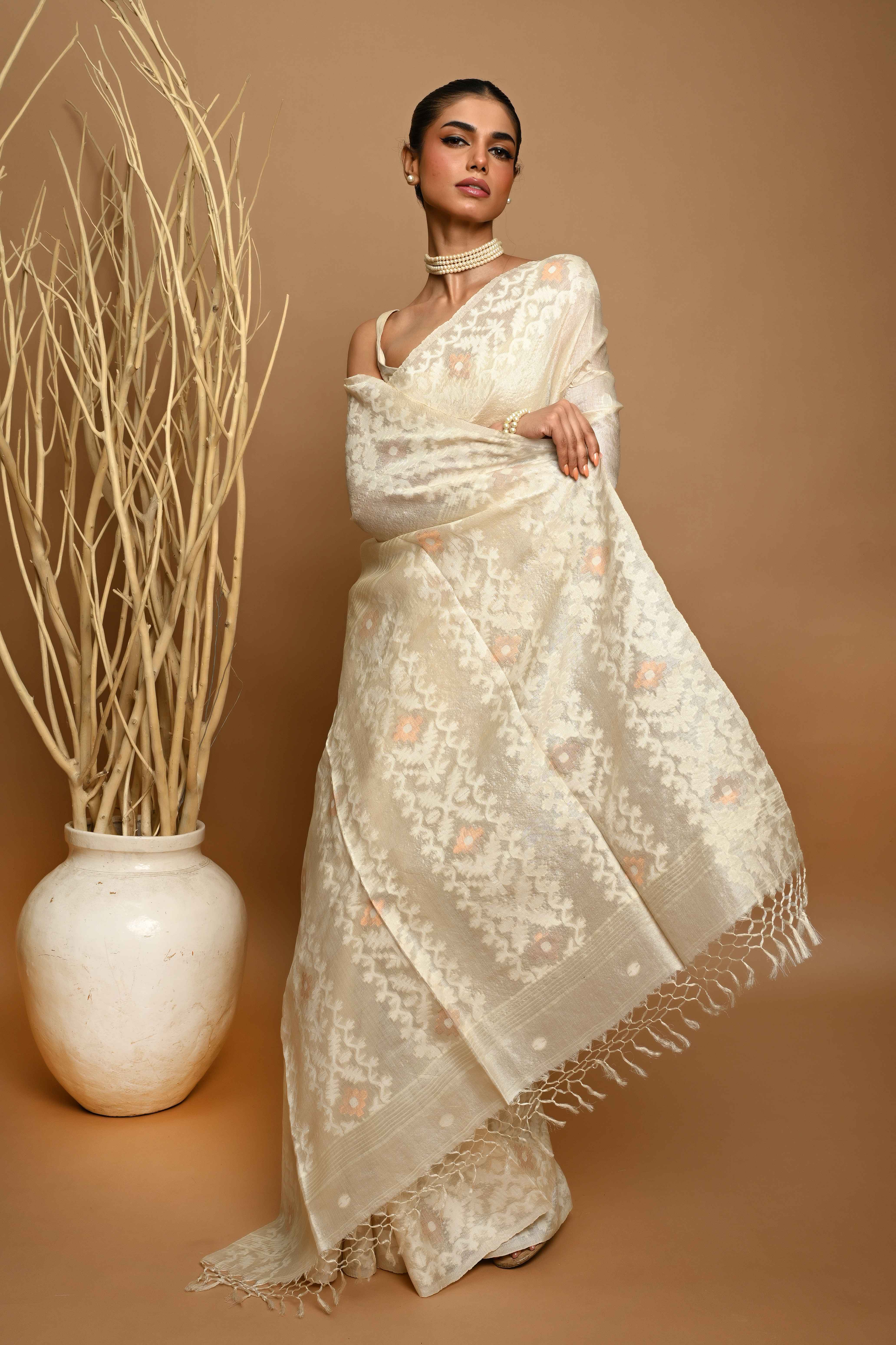 PURE TUSSAR JAMDANI SAREE