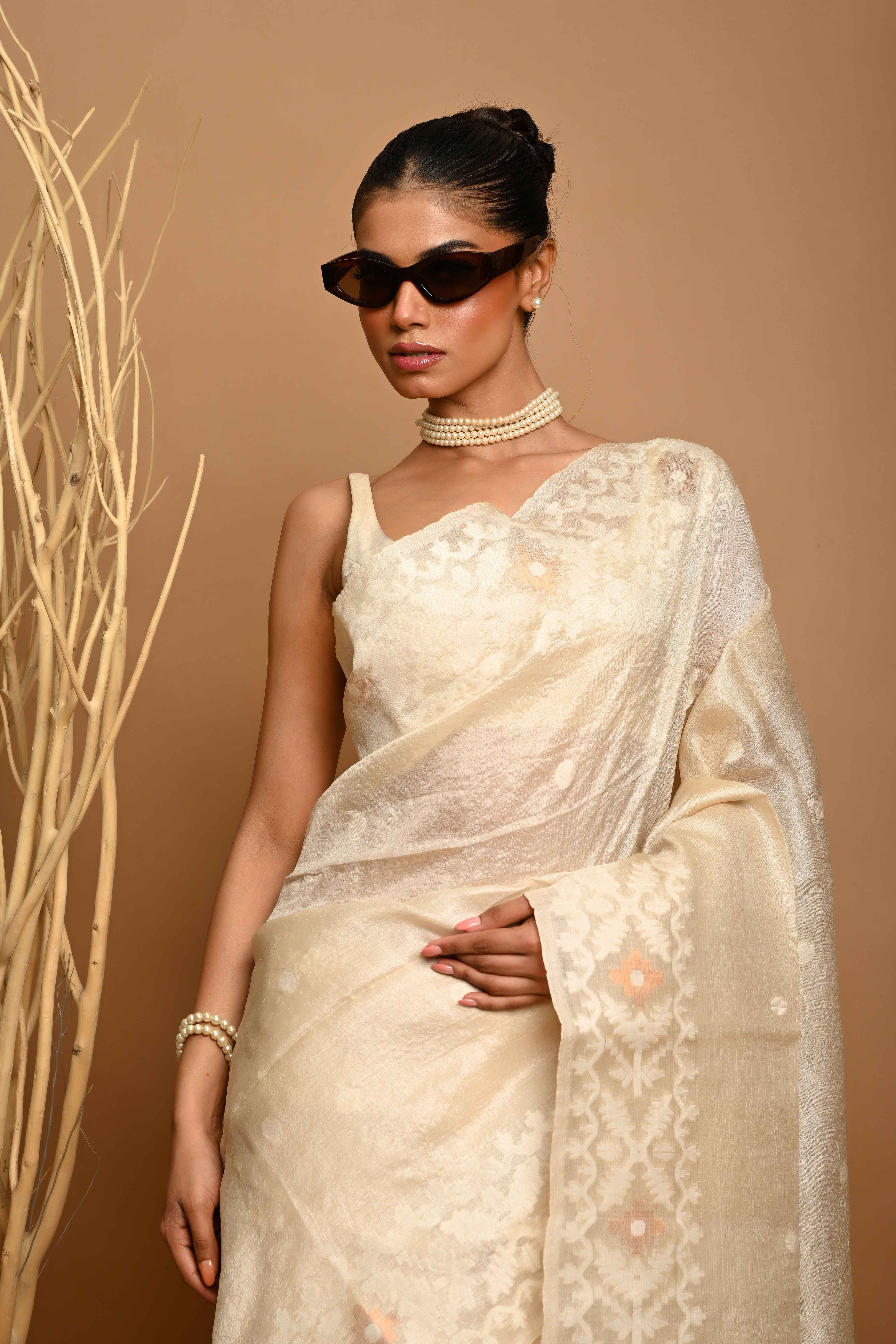 PURE TUSSAR JAMDANI SAREE