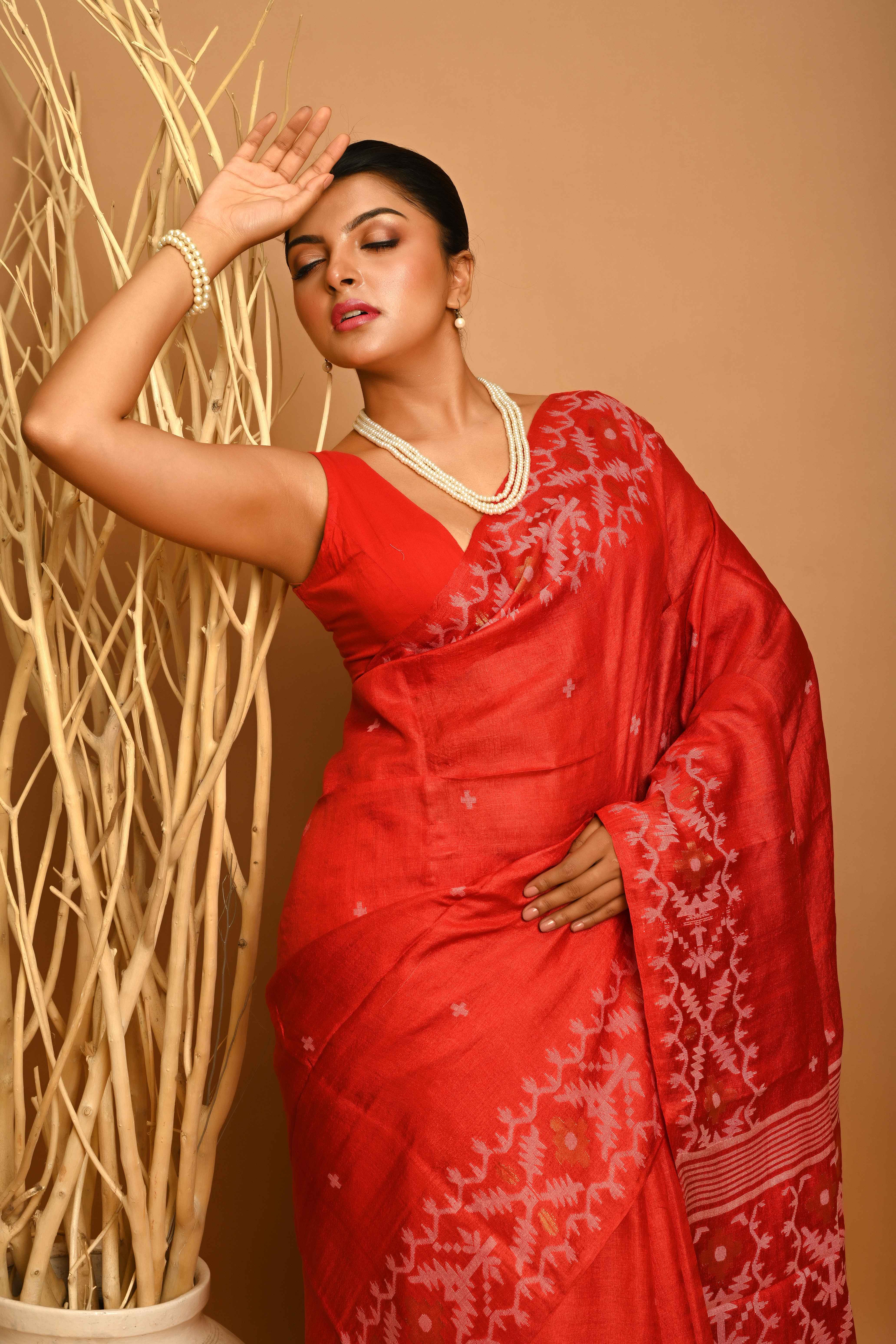 PURE TUSSAR JAMDANI SAREE