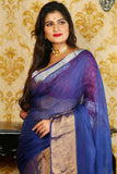 Pure Linen Gajar Jamdani In Royal Blue Colour