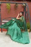 Pure Resham Border Sequins In  Green Colour