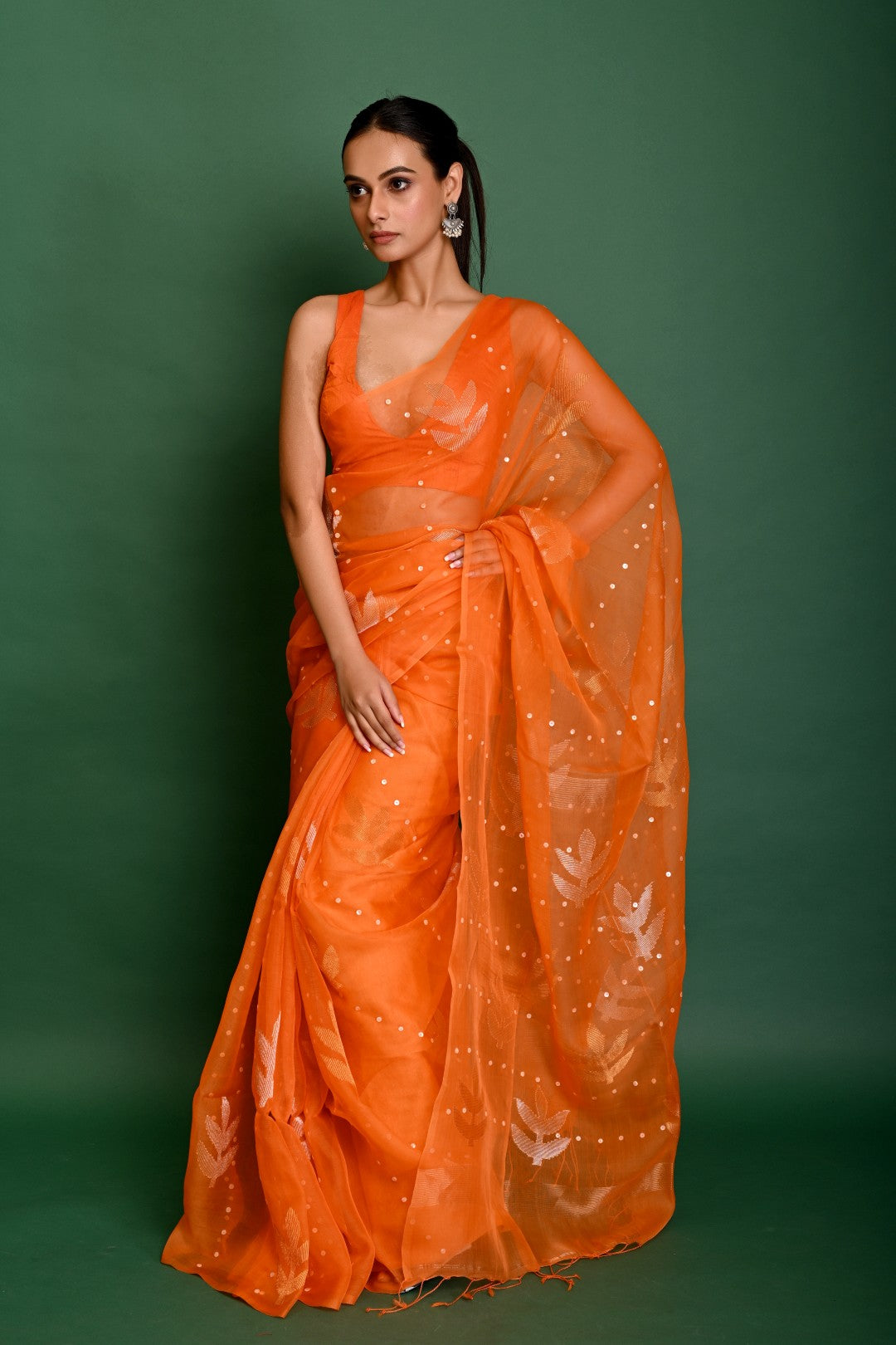 PURE MUSLIN SHELL POCKET WEAVING SAREE